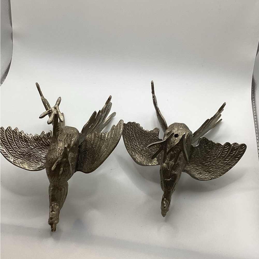 Mid 20th Century Silverplated Bronze Pair Fighting Roosters Figurines - Picture 4 of 5